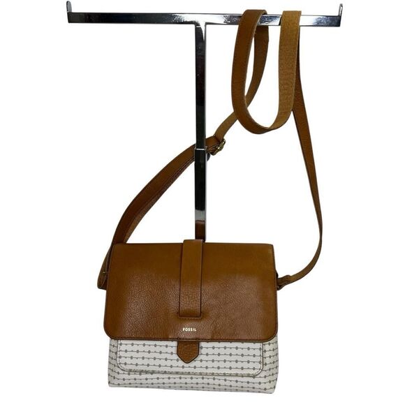 Fossil Handbags - Fossil Kinley Brown/White/Grey Stripe Small Crossbody Women’s Bag